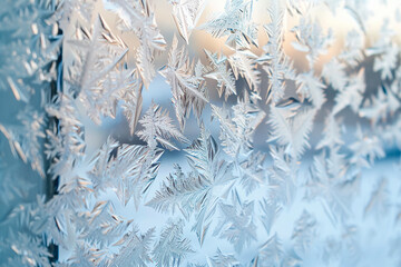 A window with frosted glass and a layer of ice on it