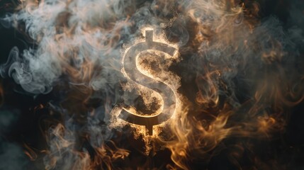 Dollar Sign Emerging From Smoke