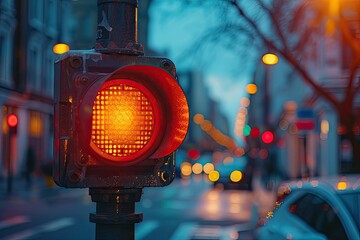 Mirabelle Pedestrian Traffic Light: Ensuring Safe Crossings with Red Signal Life - obrazy, fototapety, plakaty