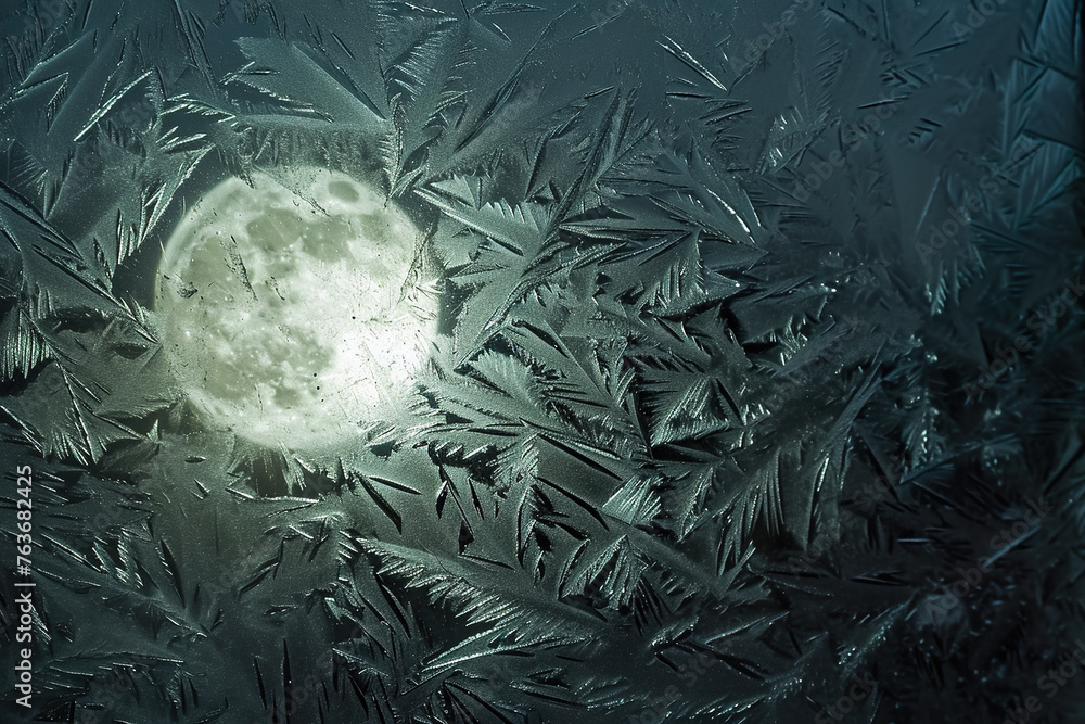 Poster a frosted window with a light shining through it