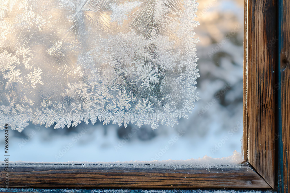 Poster a frosted window with a light shining through it