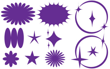 Fototapeta na wymiar Brutalism shapes. Brutalism star and flower shapes. For modern T-shirts designed. Stars, starburst . Vector illustration