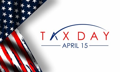 Tax Day Reminder Concept  , Vector Design Element Template - USA Tax Deadline, Due Date for IRS Federal Income Tax Returns: 15th April - obrazy, fototapety, plakaty