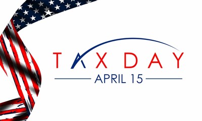 Tax Day Reminder Concept  , Vector Design Element Template - USA Tax Deadline, Due Date for IRS Federal Income Tax Returns: 15th April