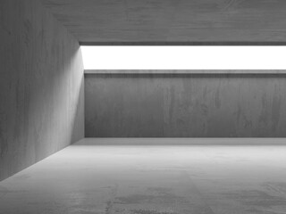 Concrete room with abstract interior. Open space. Industrial background template