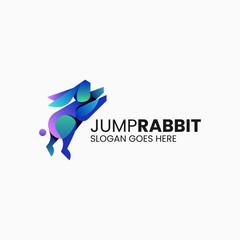 Vector Logo Illustration Rabbit Gradient Colorful Style