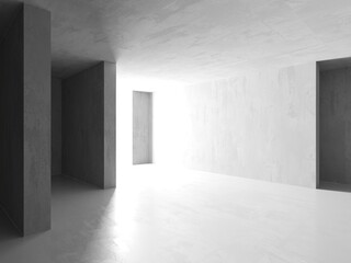 Grungy room with concrete walls. Old stone interior