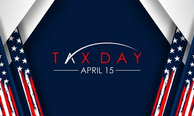 Tax Day Reminder Concept  , Vector Design Element Template - USA Tax Deadline, Due Date for IRS Federal Income Tax Returns: 15th April - obrazy, fototapety, plakaty