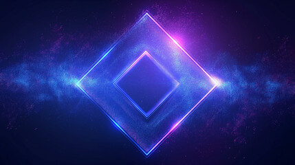 Abstract technology futuristic digital concept square pattern with lighting glowing particles square elements on dark blue background. Vector illustration.