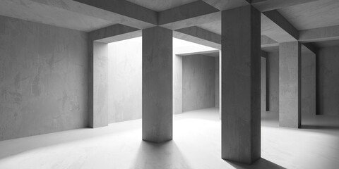 Grungy room with concrete walls. Old stone interior