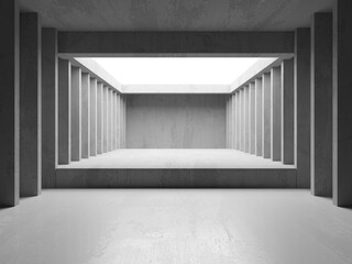 Abstract empty concrete interior. Minimalistic dark room design template