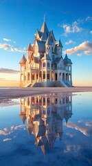 A surreal salt flat with mirror like reflections