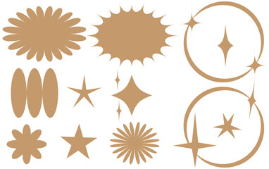 Brutalism shapes. Brutalism star and flower shapes. For modern T-shirts designed. Stars, starburst . Vector illustration