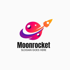 Vector Logo Illustration Moon Rocket Gradient Colorful Style