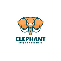Vector Logo Illustration Elephant Simple Mascot Style