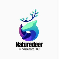 Vector Logo Illustration Deer Gradient Colorful Style