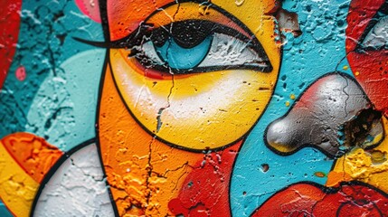 Urban graffiti expression. Colorful street art adds vibrancy to urban landscape.