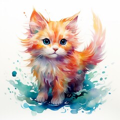Catfish, water color, drawing, vibrant color, cute