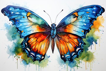 Butterfly, water color, drawing, vibrant color, cute