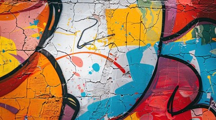 Urban graffiti wall. Colorful street art reflecting vibrant and eclectic spirit of city life,...