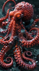 Sizzling Sensation: A Fiery Close-Up of an Octopus