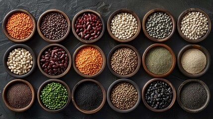Supplement design, showcasing an array of beans and legumes - obrazy, fototapety, plakaty
