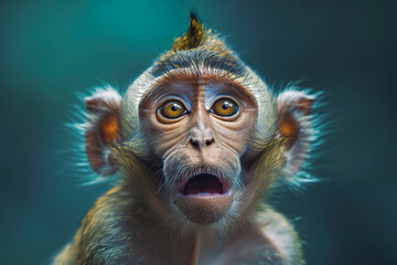baby monkey with big eyes and a surprised expression - Powered by Adobe