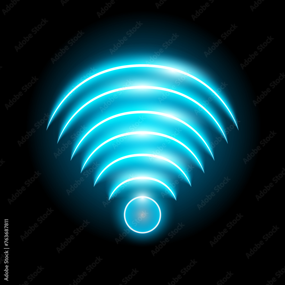 Poster wi-fi light and wireless networking concept. glowing blue signal wifi sensor waves internet wireless