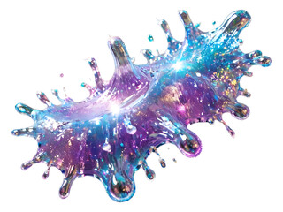 Naklejka premium Glimmering Cascade of Iridescent Hues. A Splash of Color on Clear Background.