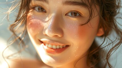 Healthy skin reflected in a joyous Asian expression