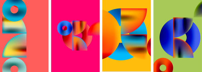 Circles and triangles with bright colorful gradient colors. Vector illustration For Wallpaper, Banner, Background, Card, Book Illustration