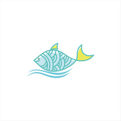 Creative Fish Logo Design in blue