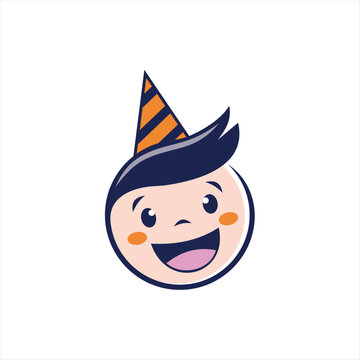 a cartoon head with a party hat on it