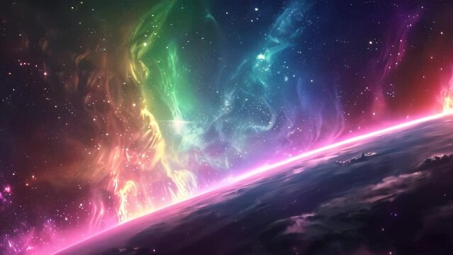 beautiful aurora light in outer space
