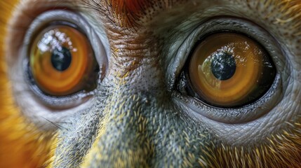 Experience the captivating gaze of the proboscis monkey, revealing the distinctive charm of this Bornean primate.