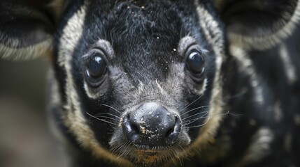 Capturing the serene essence of a tapir's gaze reveals the tranquil aura and deep-rooted history of this woodland inhabitant.