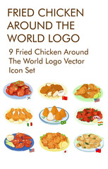 Fried chicken around the world logo vector icon set