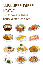 Japanese diese logo vector icon set