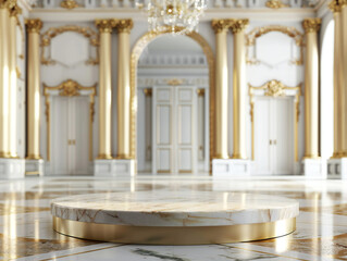 Obraz premium luxurious velvet curtains podium for displaying premium products.