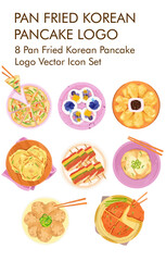 Pan fried korean pancake logo vector icon set