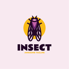 Vector Logo Illustration Insect Simple Mascot Style.