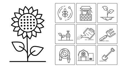 Agriculture Line Icons - obrazy, fototapety, plakaty