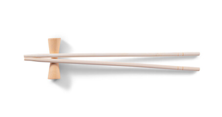 Wooden Bamboo Chopsticks on White Background. File with Clipping Path.