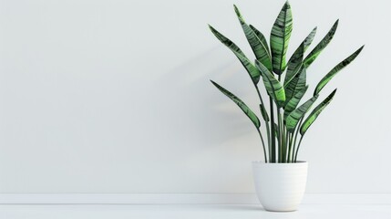 The green plant in pots, set against a white background, are suitable for interior home decoration