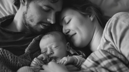 Parents soothing their baby to sleep, imagining parenthood journey.