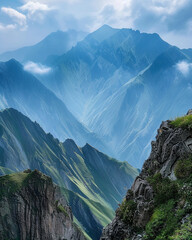 Panoramic view of a mountain range illustrating natures vastness8K