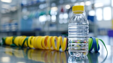 Closeup of a universitybranded water bottle and exercise bands hinting at the schools dedication to promoting healthy habits a students.
