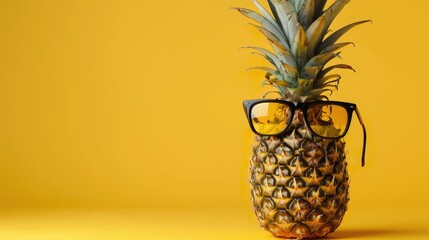 Pineapple Wearing Sunglasses Against - obrazy, fototapety, plakaty