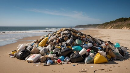 海岸に溜まった大量のゴミ,Generative AI AI画像 - 763697290