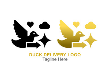 duck delivery service logo in silhouette style on a white background